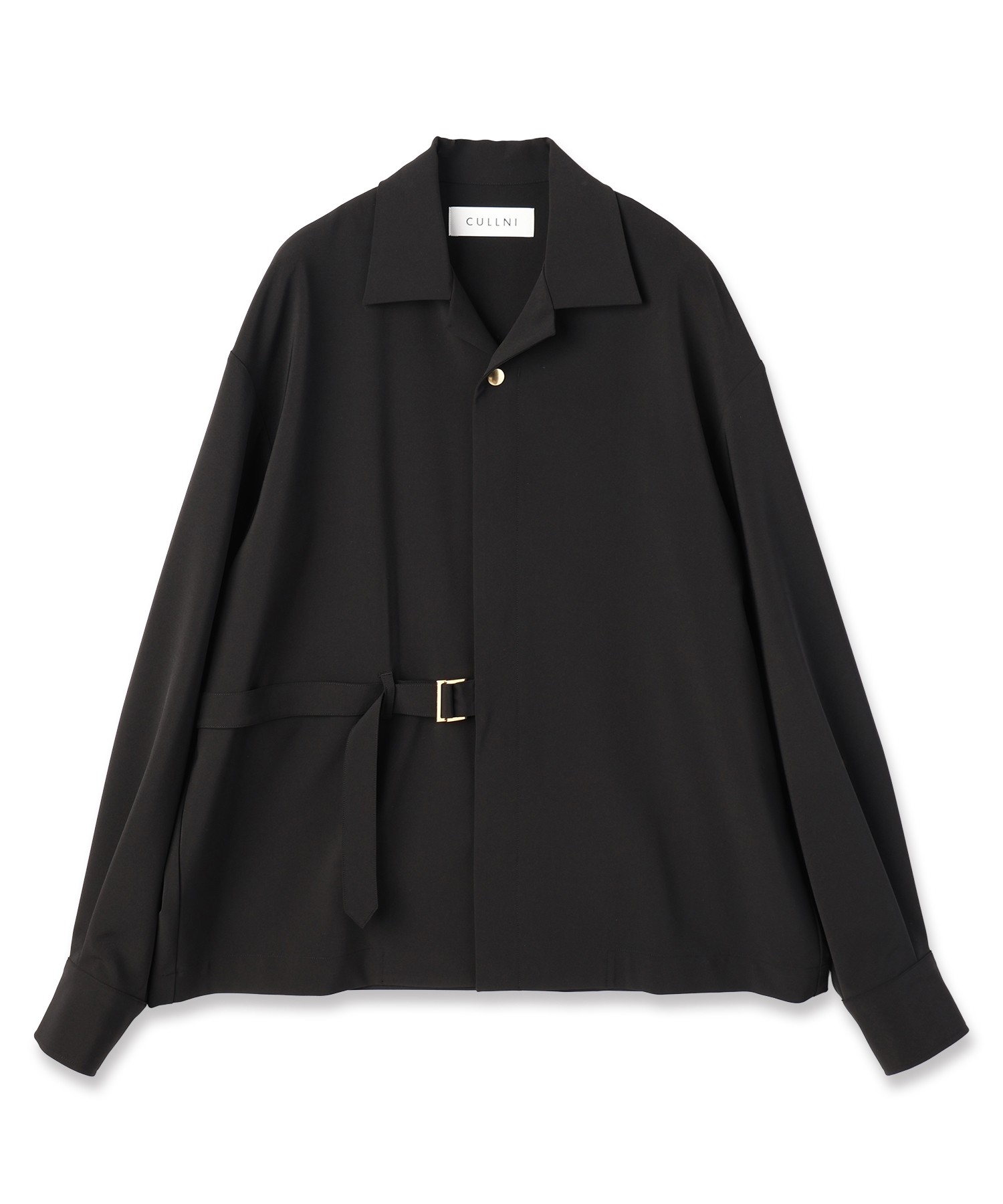 Stretch Twill Tie Locken Open Collar Shirt