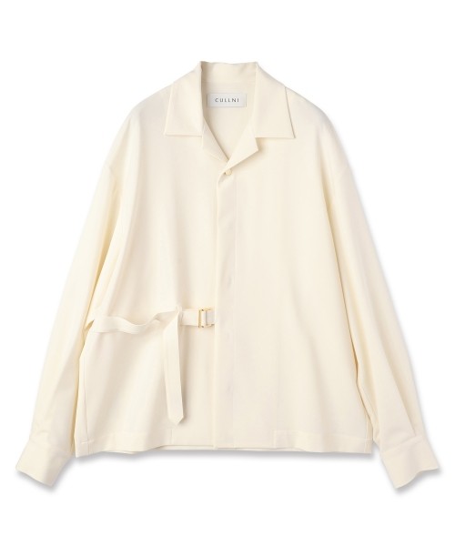 Stretch Twill Tie Locken Open Collar Shirt