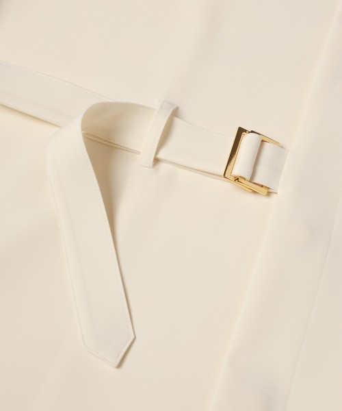 Stretch Twill Tie Locken Open Collar Shirt