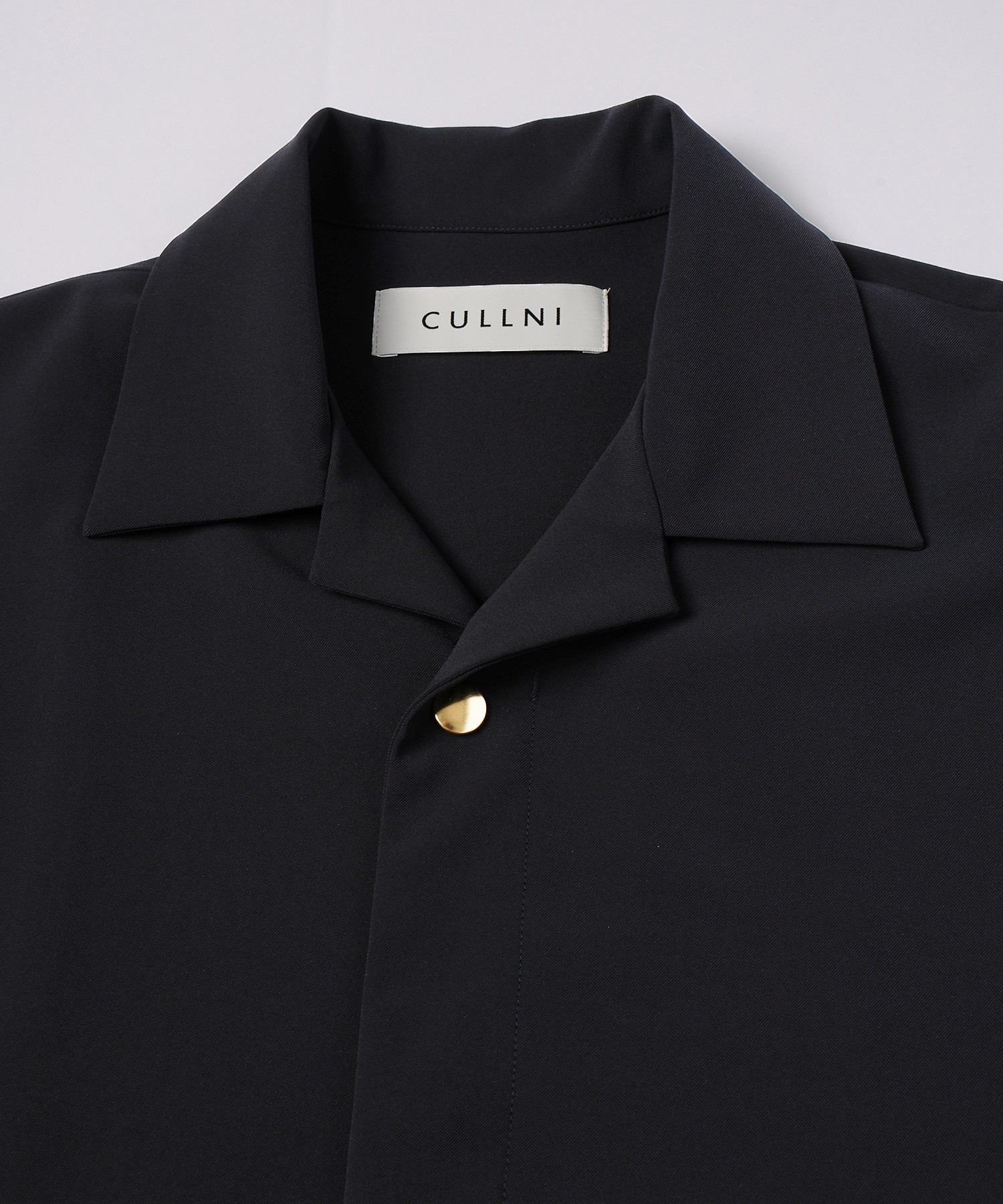 Stretch Twill Tie Locken Open Collar Shirt