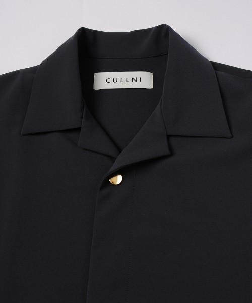 Stretch Twill Tie Locken Open Collar Shirt
