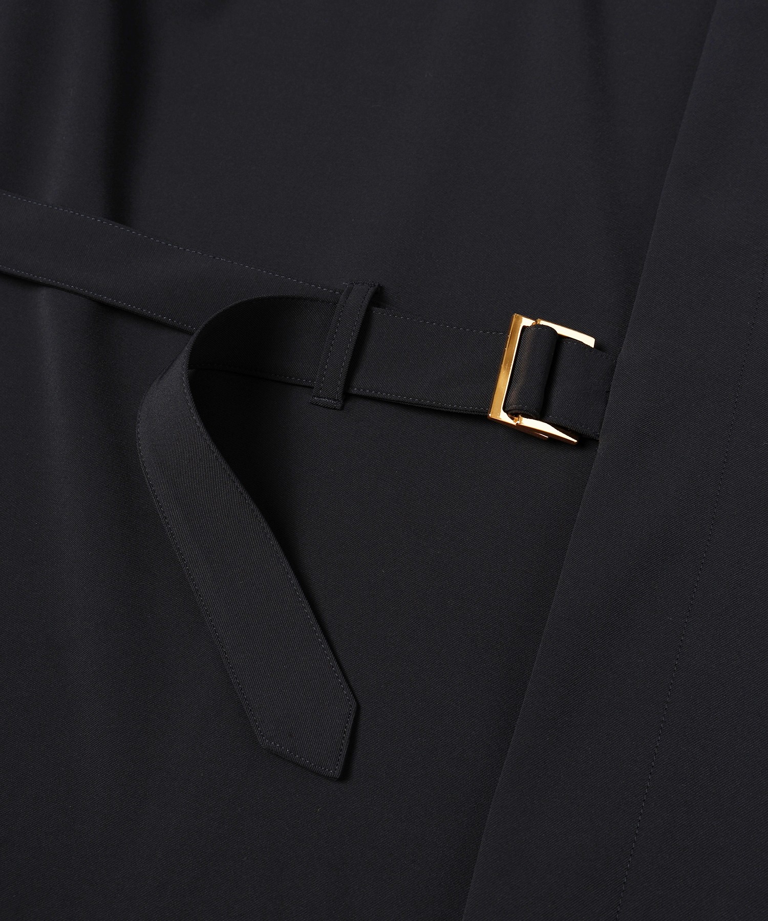 Stretch Twill Tie Locken Open Collar Shirt