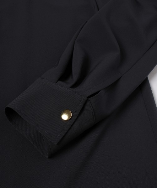 Stretch Twill Tie Locken Open Collar Shirt