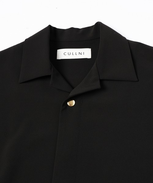 Stretch Twill Tie Locken Open Collar Shirt