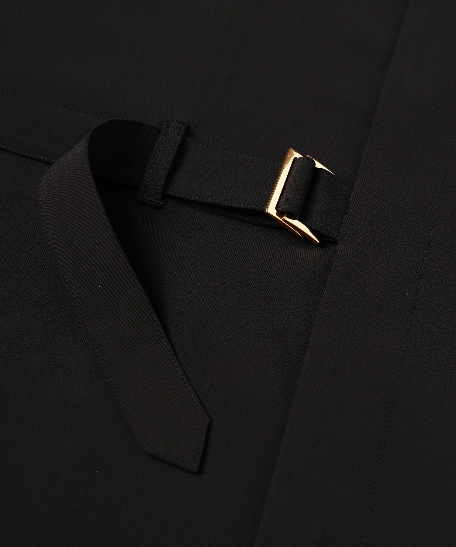 Stretch Twill Tie Locken Open Collar Shirt