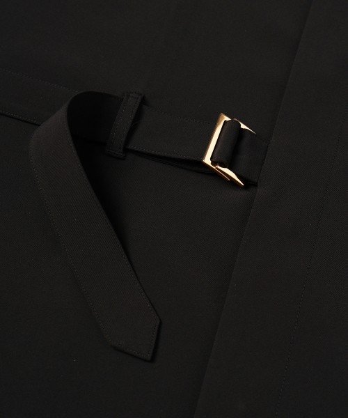 Stretch Twill Tie Locken Open Collar Shirt