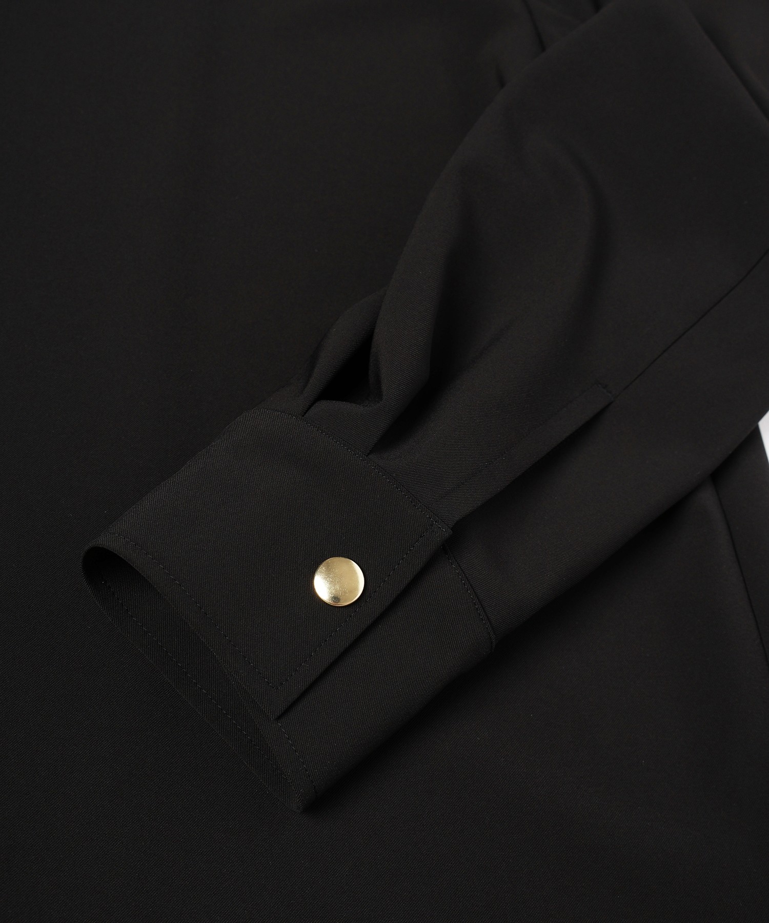 Stretch Twill Tie Locken Open Collar Shirt