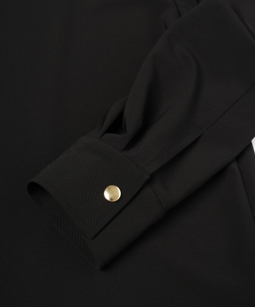 Stretch Twill Tie Locken Open Collar Shirt