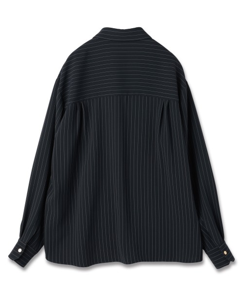 Stripe Double Cloth Zip Up Shirt