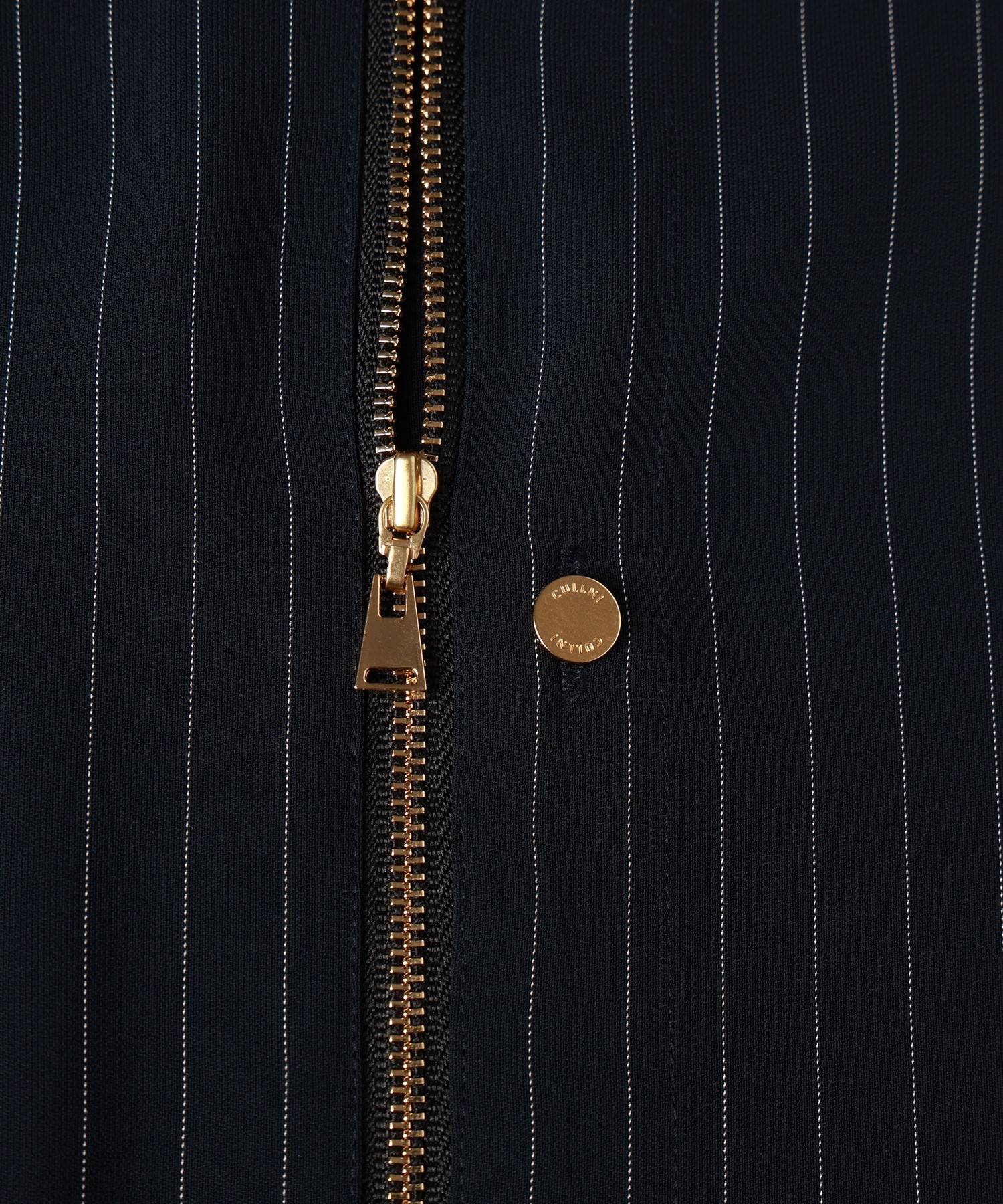 Stripe Double Cloth Zip Up Shirt