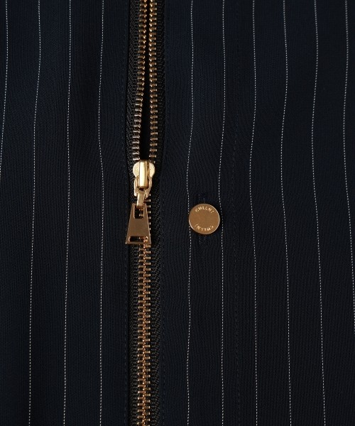 Stripe Double Cloth Zip Up Shirt