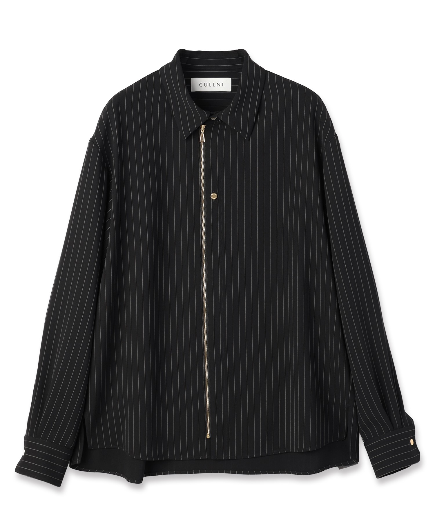 Stripe Double Cloth Zip Up Shirt
