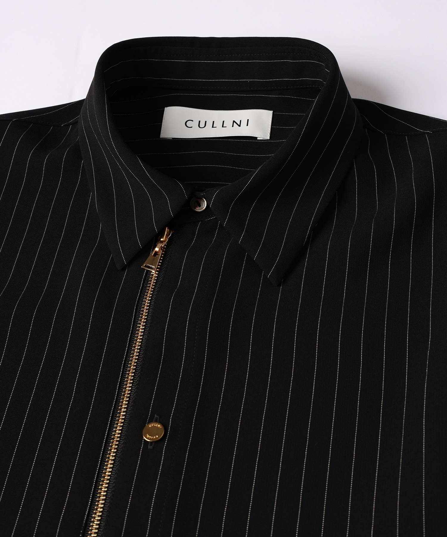 Stripe Double Cloth Zip Up Shirt