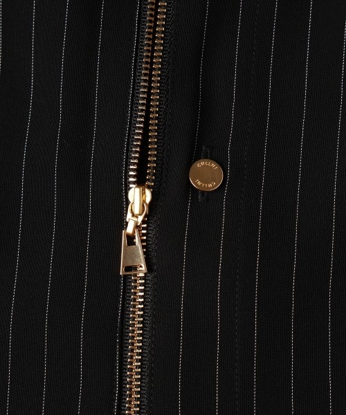 Stripe Double Cloth Zip Up Shirt