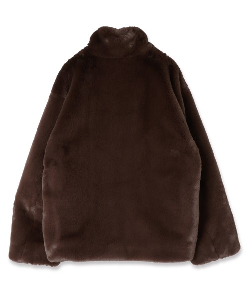 Eco Fur Zip Up Stand Coller Coat