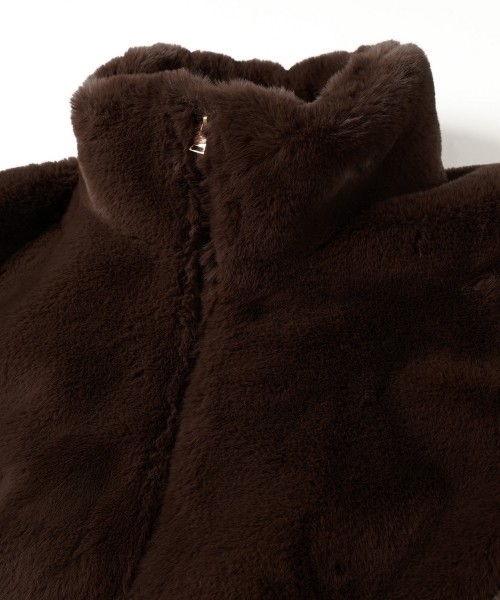 Eco Fur Zip Up Stand Coller Coat