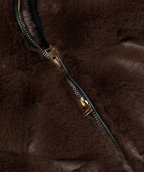 Eco Fur Zip Up Stand Coller Coat