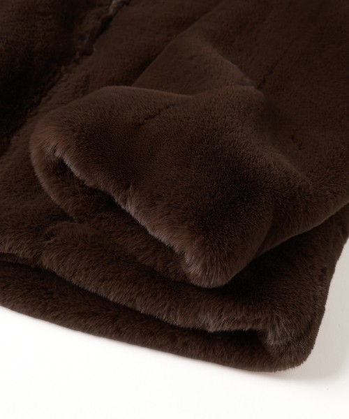 Eco Fur Zip Up Stand Coller Coat