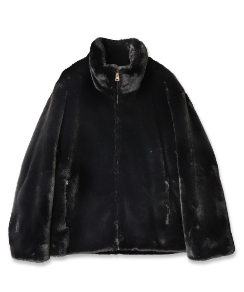 Eco Fur Zip Up Stand Coller Coat