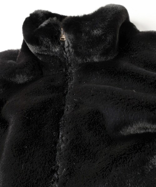 Eco Fur Zip Up Stand Coller Coat