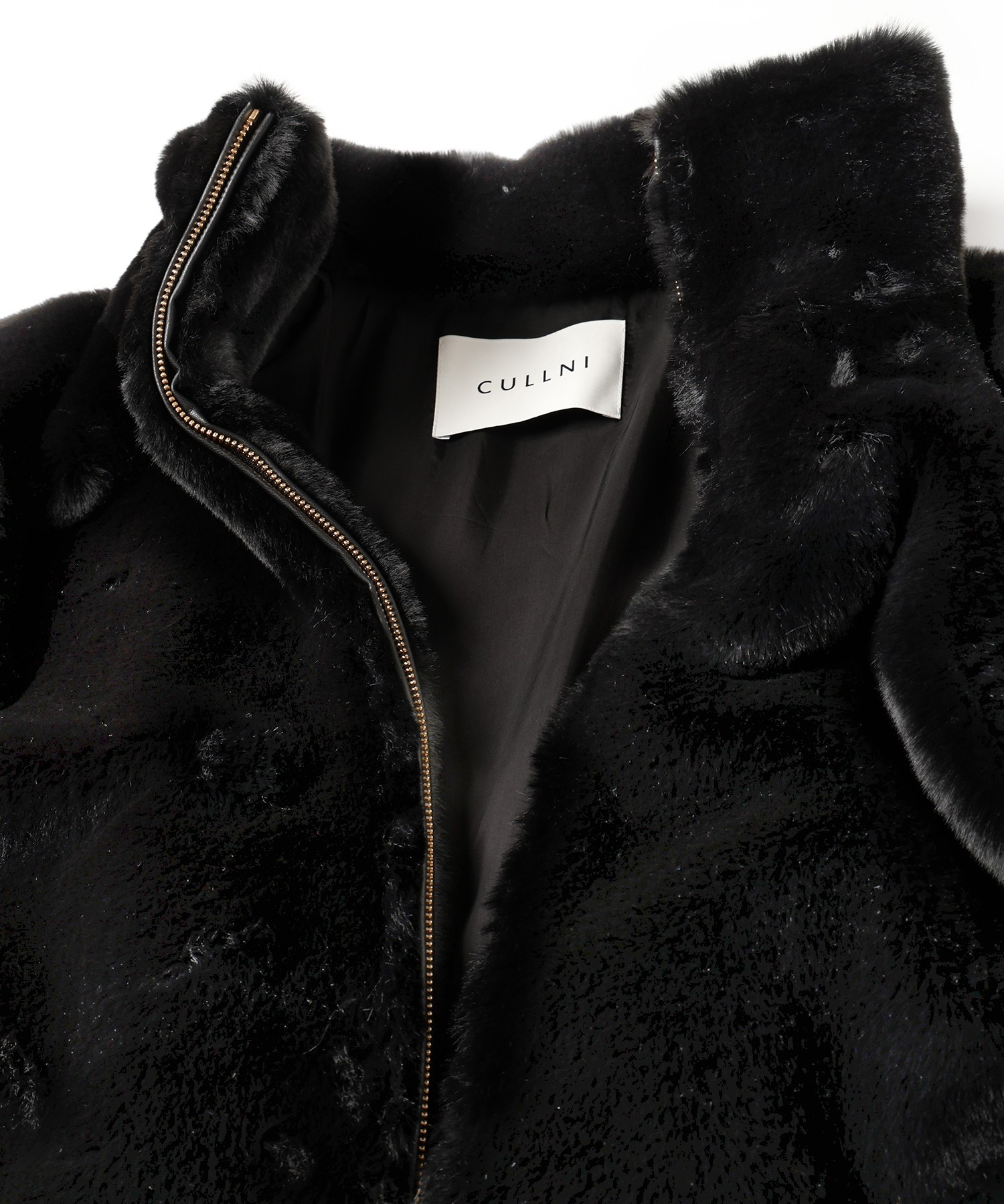 Eco Fur Zip Up Stand Coller Coat