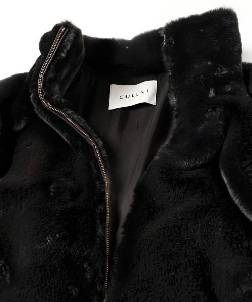 Eco Fur Zip Up Stand Coller Coat