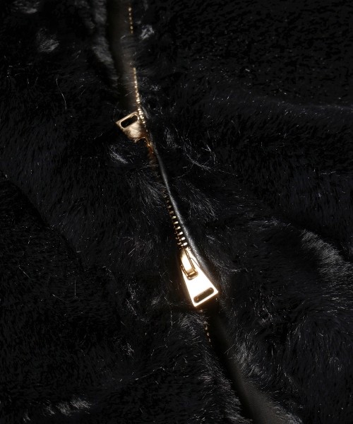 Eco Fur Zip Up Stand Coller Coat