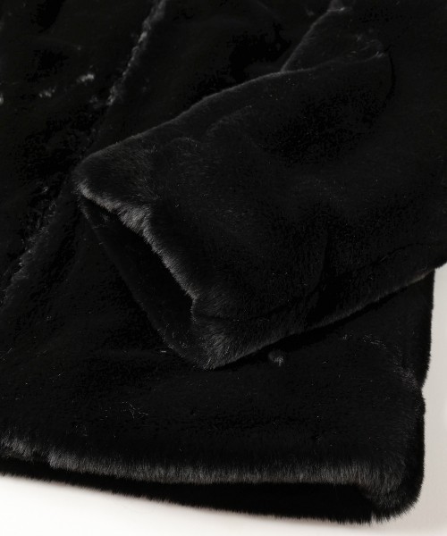 Eco Fur Zip Up Stand Coller Coat