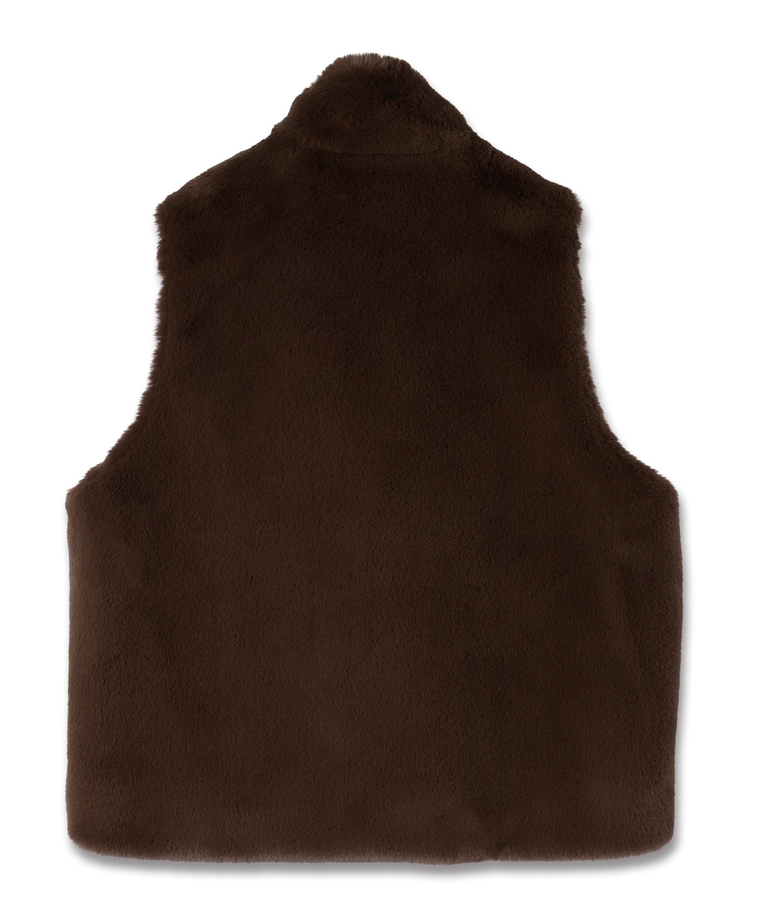 Eco Fur Zip Up Stand Collar Vest