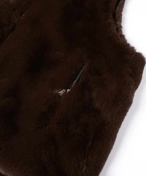Eco Fur Zip Up Stand Collar Vest