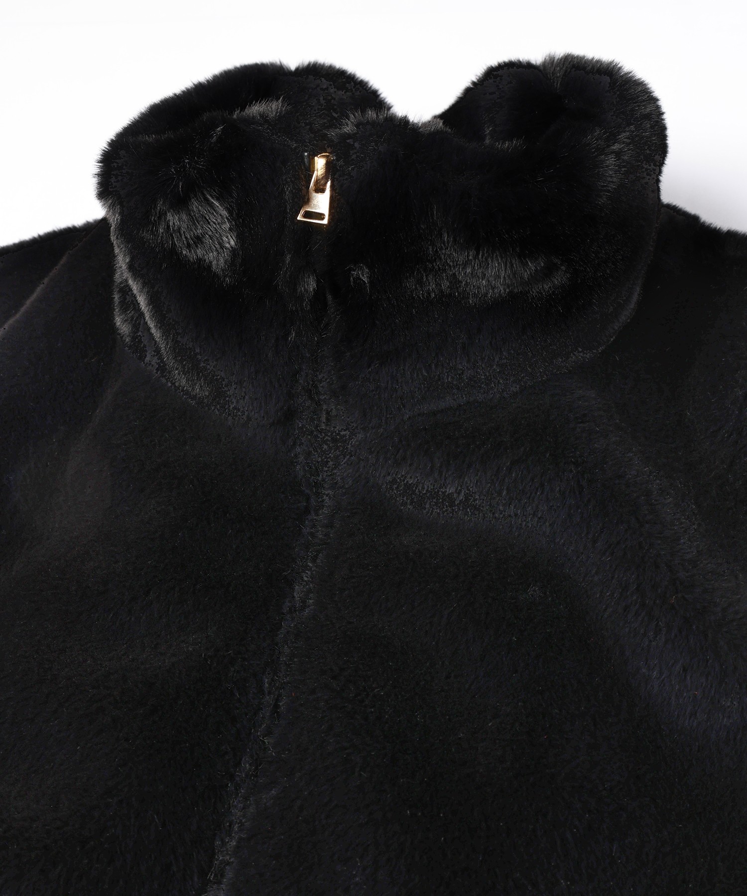 Eco Fur Zip Up Stand Collar Vest