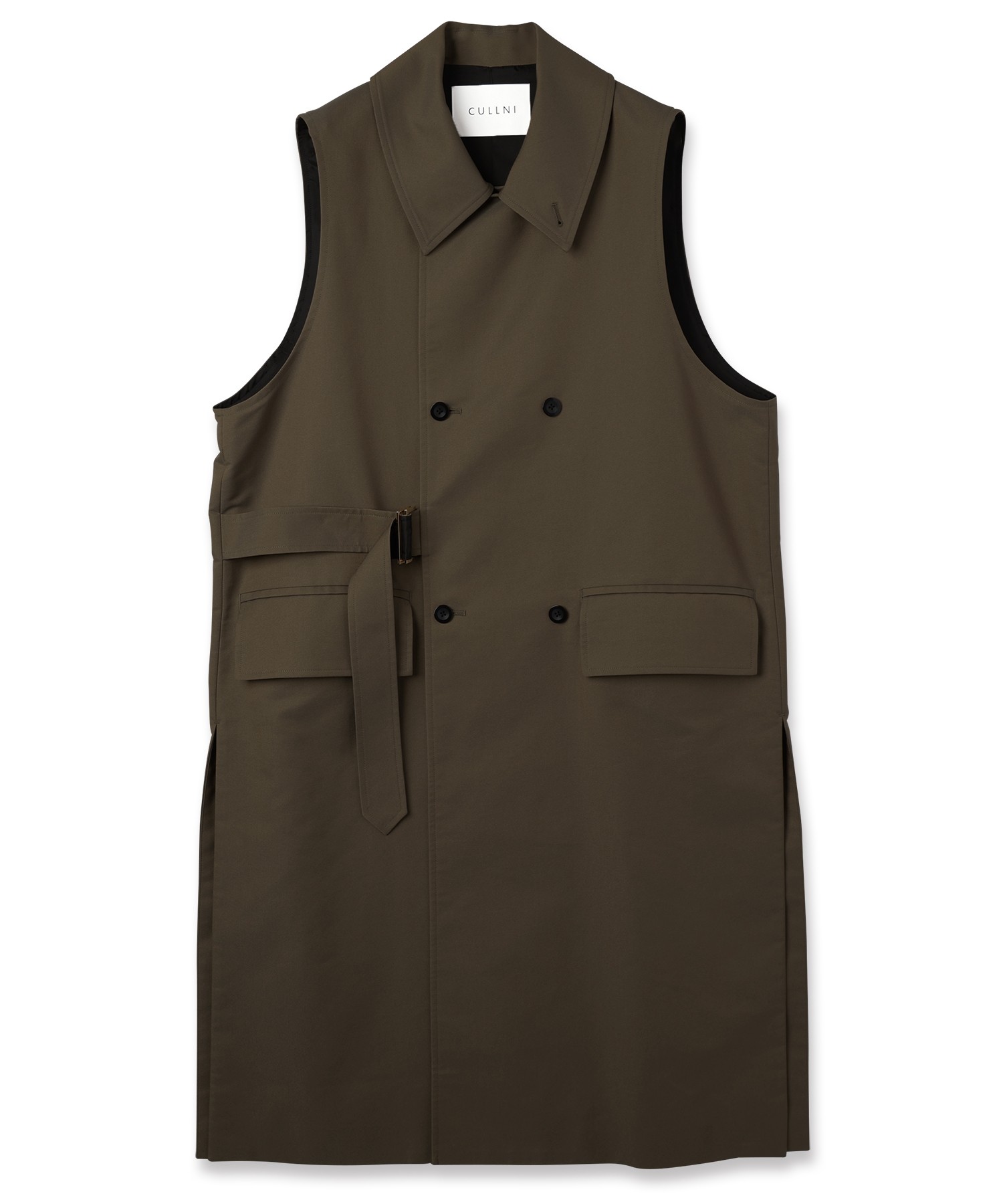 Chambray Gabardine Tie Locken Long Vest