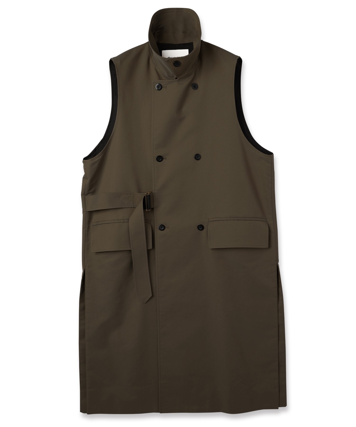 Chambray Gabardine Tie Locken Long Vest