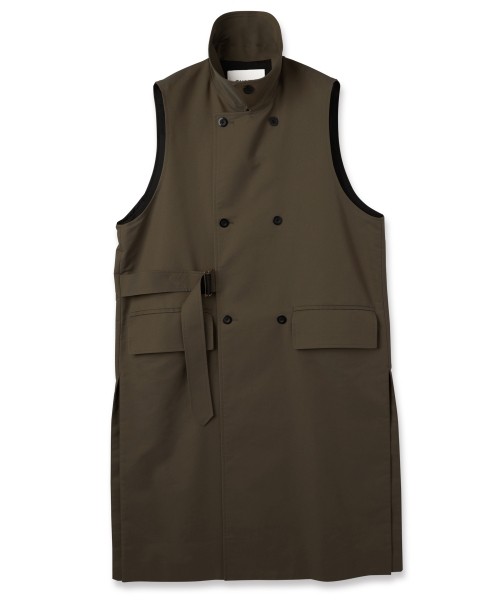 Chambray Gabardine Tie Locken Long Vest