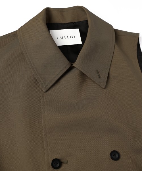 Chambray Gabardine Tie Locken Long Vest