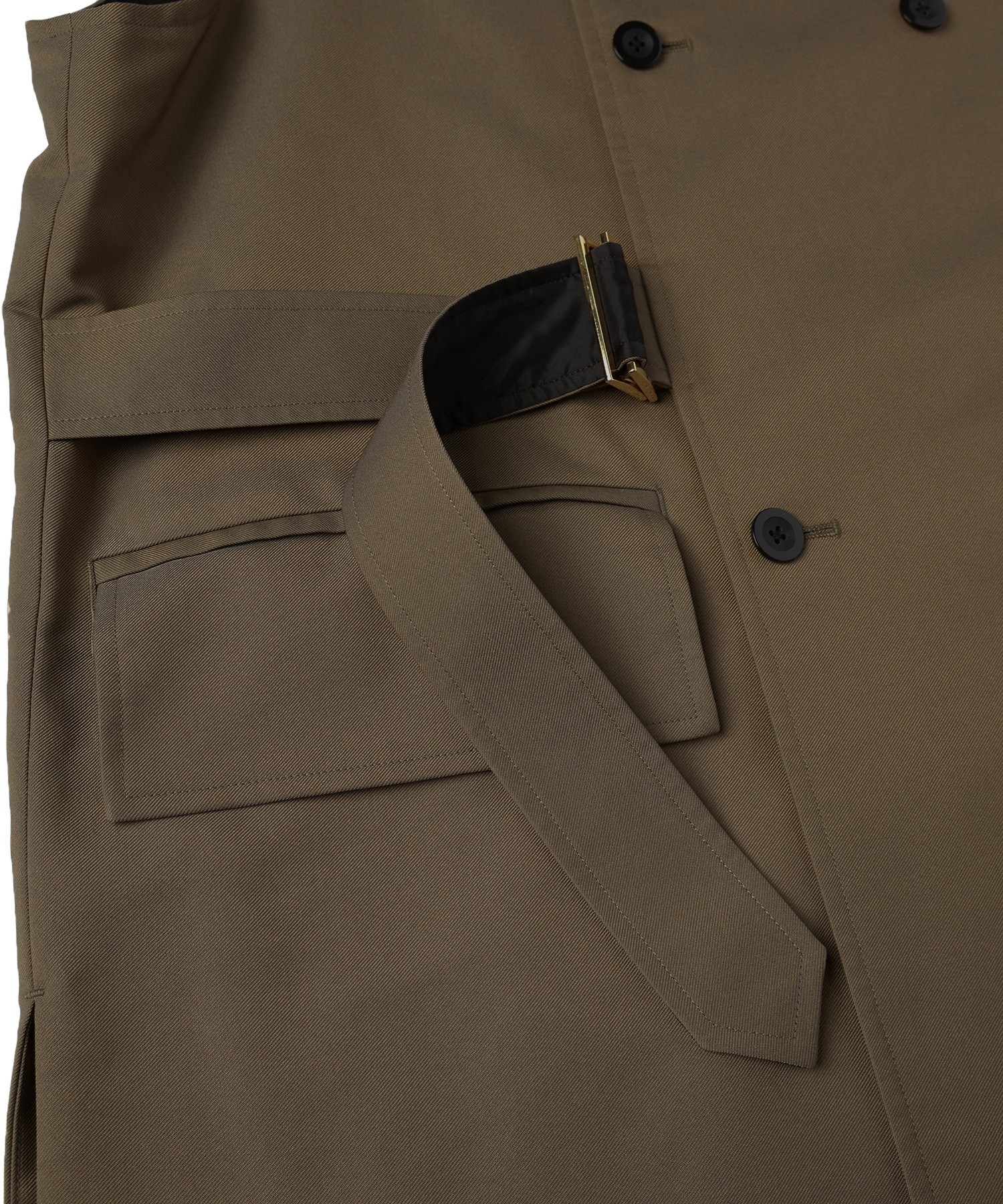 Chambray Gabardine Tie Locken Long Vest