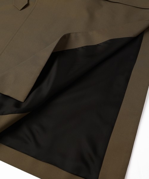 Chambray Gabardine Tie Locken Long Vest