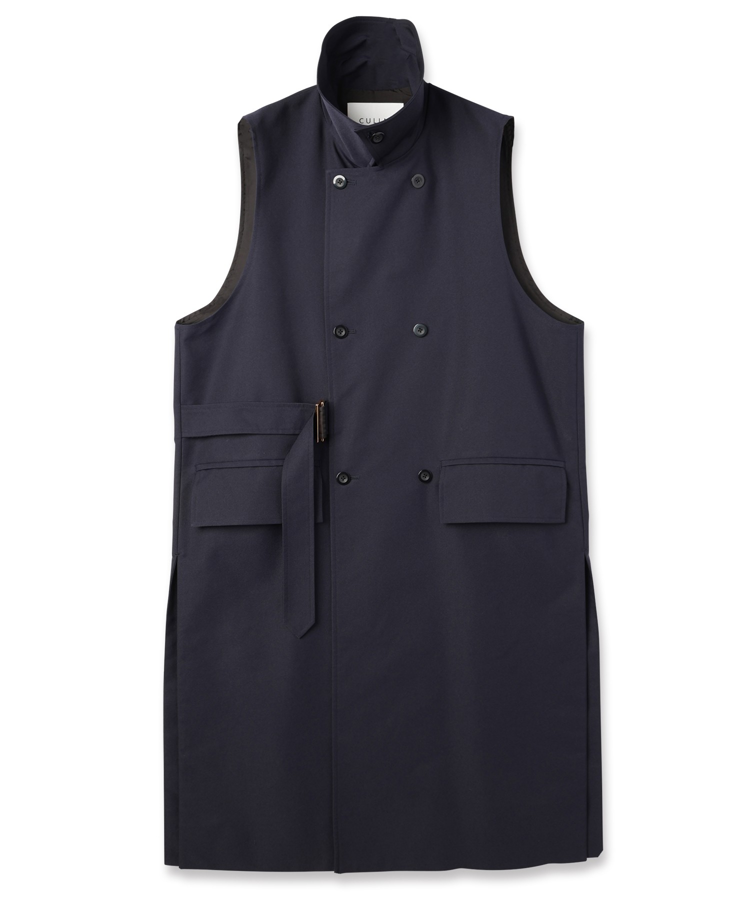 Chambray Gabardine Tie Locken Long Vest
