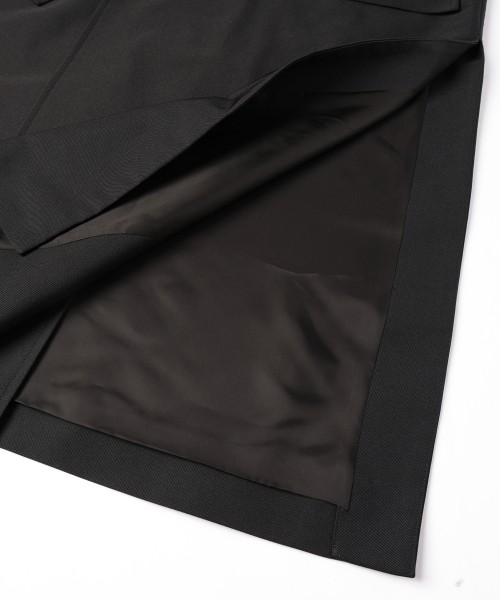 Chambray Gabardine Tie Locken Long Vest