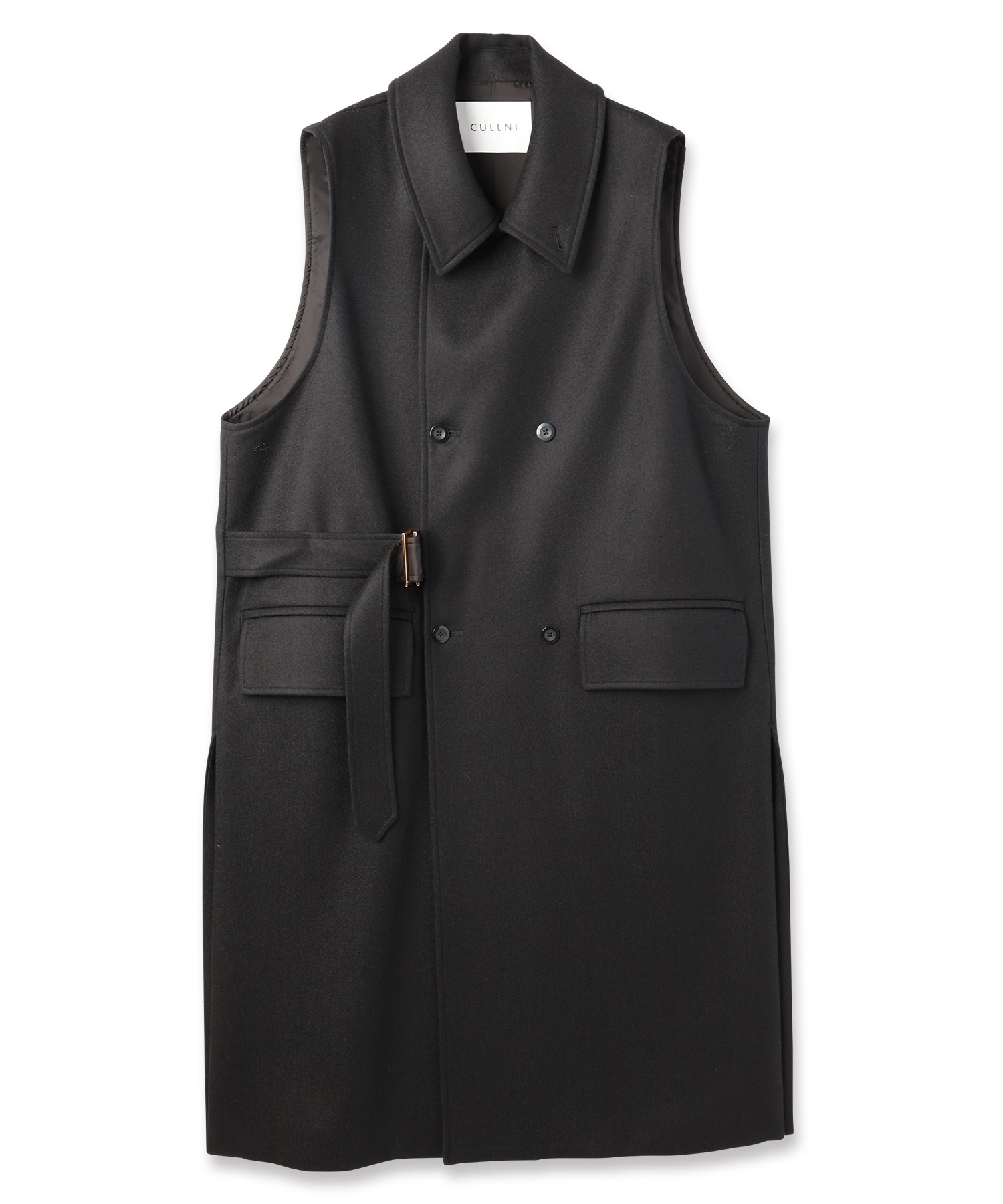 Wool Melton Tie Locken Long Vest