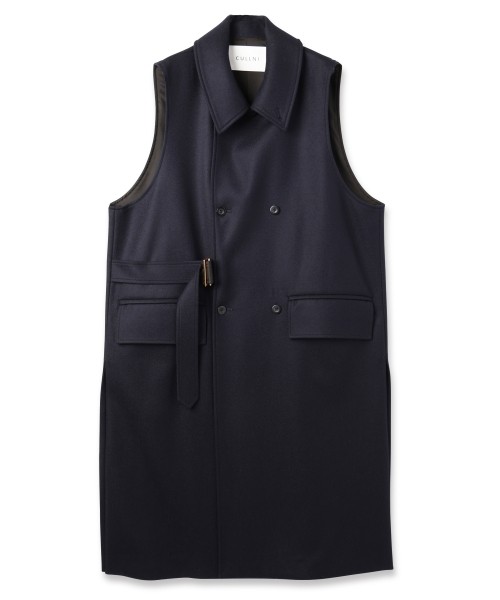 Wool Melton Tie Locken Long Vest
