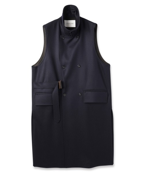 Wool Melton Tie Locken Long Vest