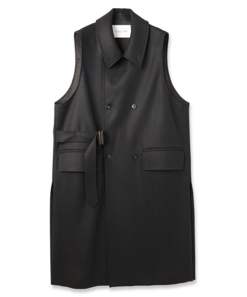Wool Melton Tie Locken Long Vest