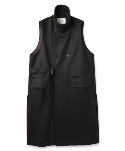 Wool Melton Tie Locken Long Vest