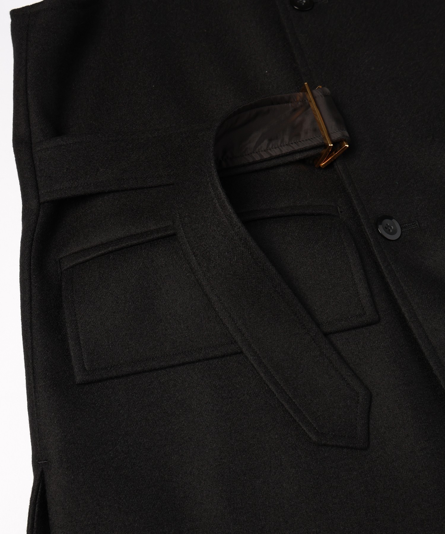 Wool Melton Tie Locken Long Vest