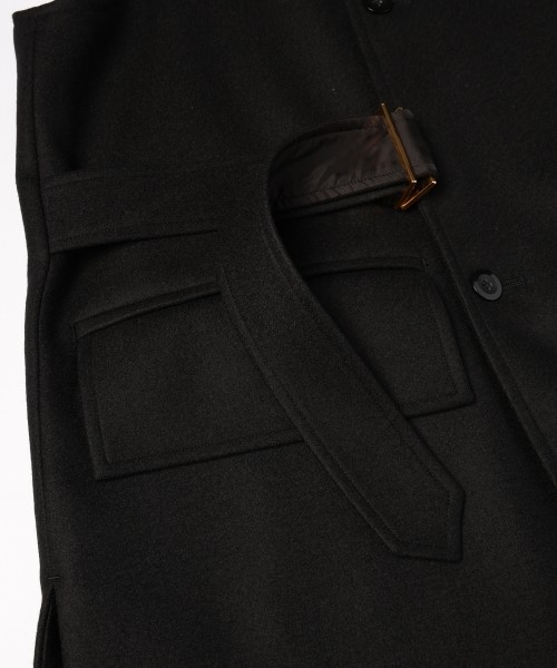 Wool Melton Tie Locken Long Vest