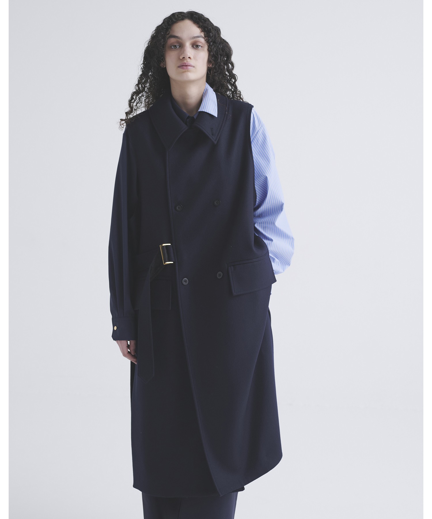 Wool Melton Tie Locken Long Vest