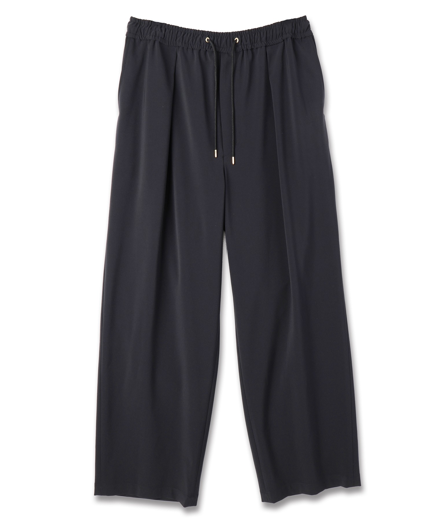 Stretch Twill 1Tuck Drawstring Wide Pants