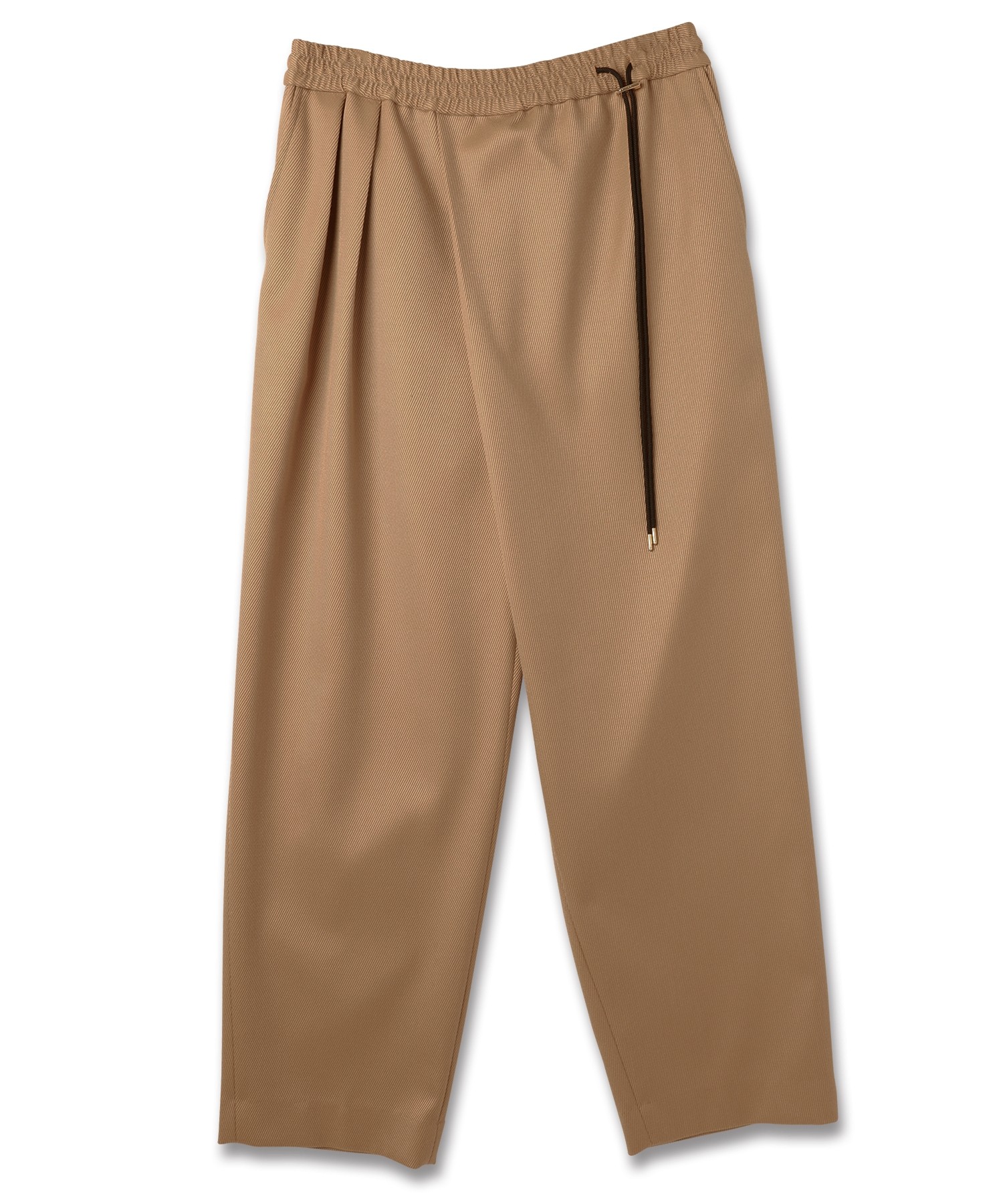 Double Cloth Kersey Asymmetrical 2Tuck Drawstring Wrap Wide Pants