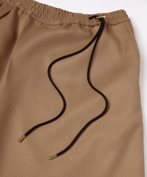 Double Cloth Kersey Asymmetrical 2Tuck Drawstring Wrap Wide Pants